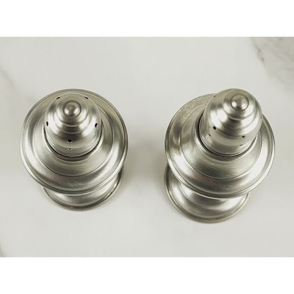 International Pewter Salt & Pepper Shakers 4 3/4" Glass Lined Eagle Mark x2 - Picture 8 of 16